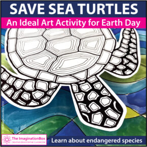 sea turtle art swimming patterned ocean