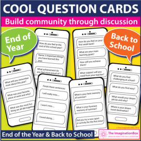 Cell Phone Question Cards for end of year reviews and back to school icebreakers