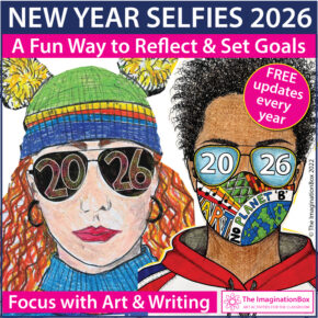 New Year 2026 self portraits activity for middle school kids
