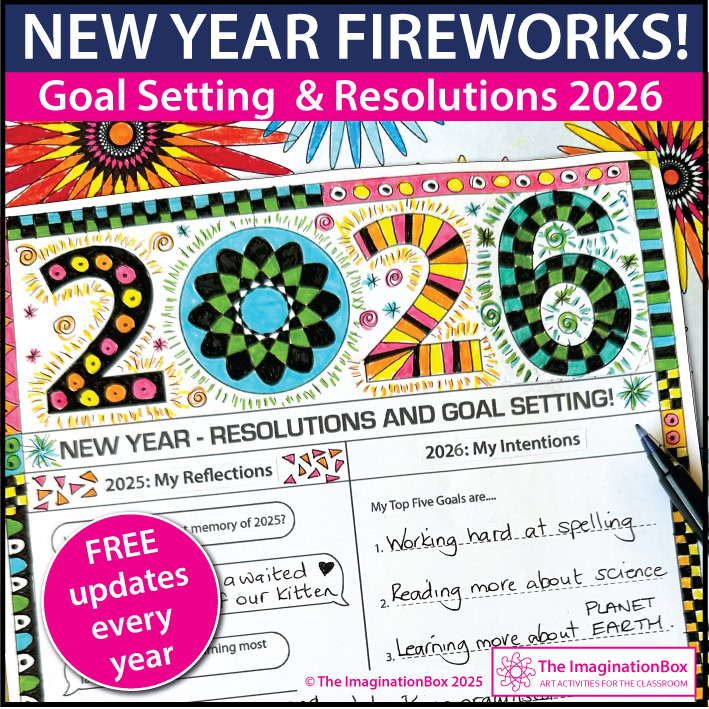 New Year 2026 Fireworks January Art Activity