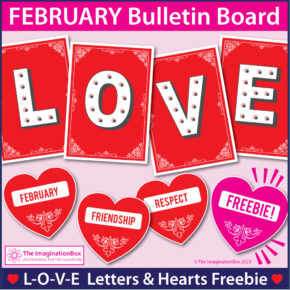 February Bulletin Board Free Printable. LOVE letters and hearts