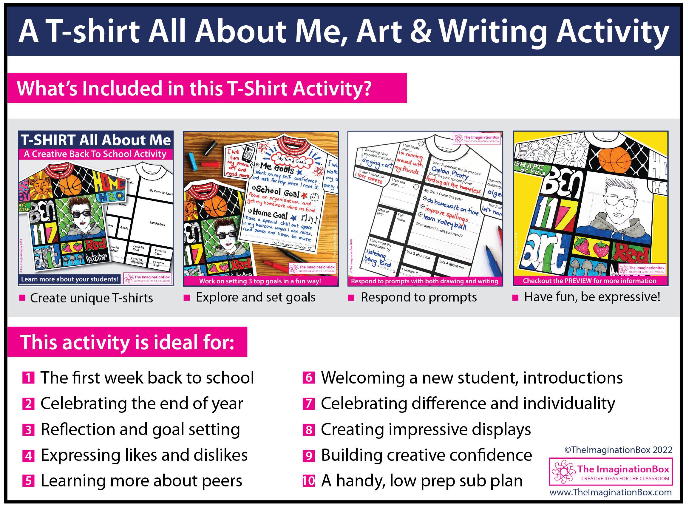 A T-shirt all about me art and writing templates for kids information sheet
