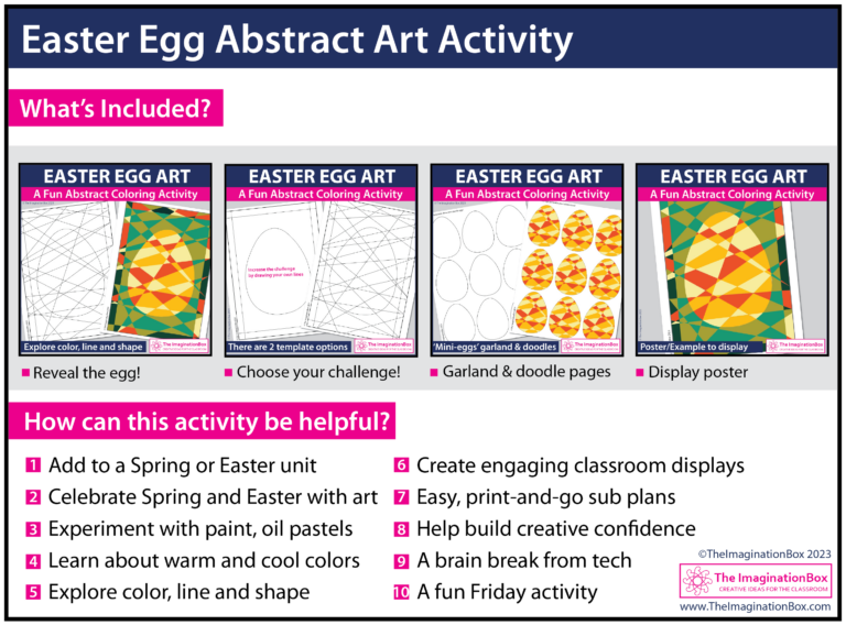 Easter Egg Art Activity, Spring Coloring Pages - The Imagination Box
