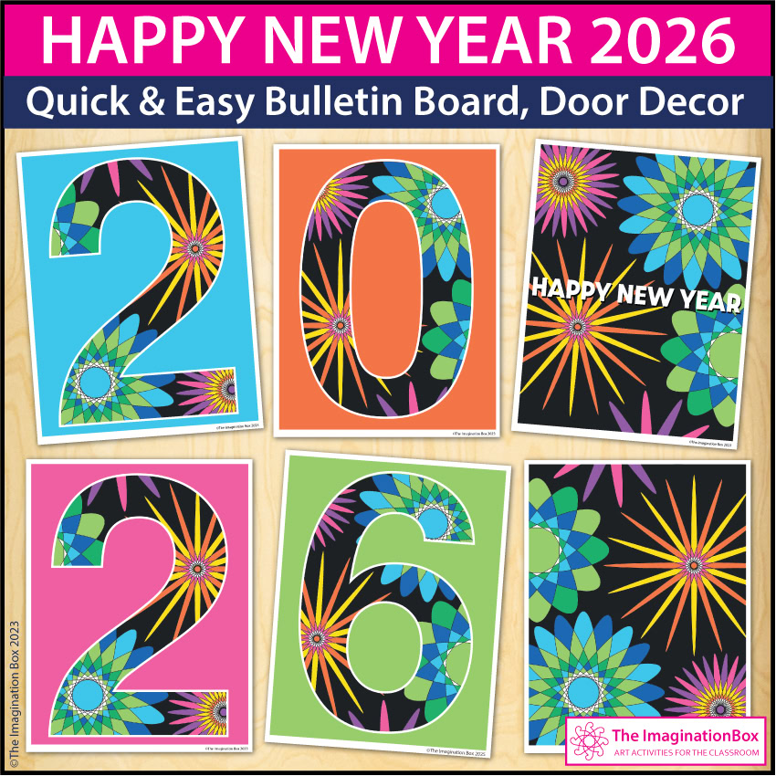 New Year 2026 classroom door decorations and posters
