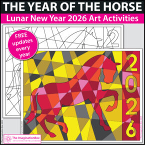Year of the Horse 2026 coloring page worksheets for kids