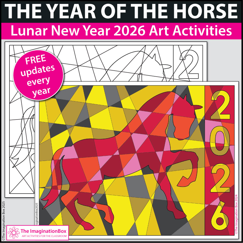 Year of the Horse 2026 coloring page worksheets for kids