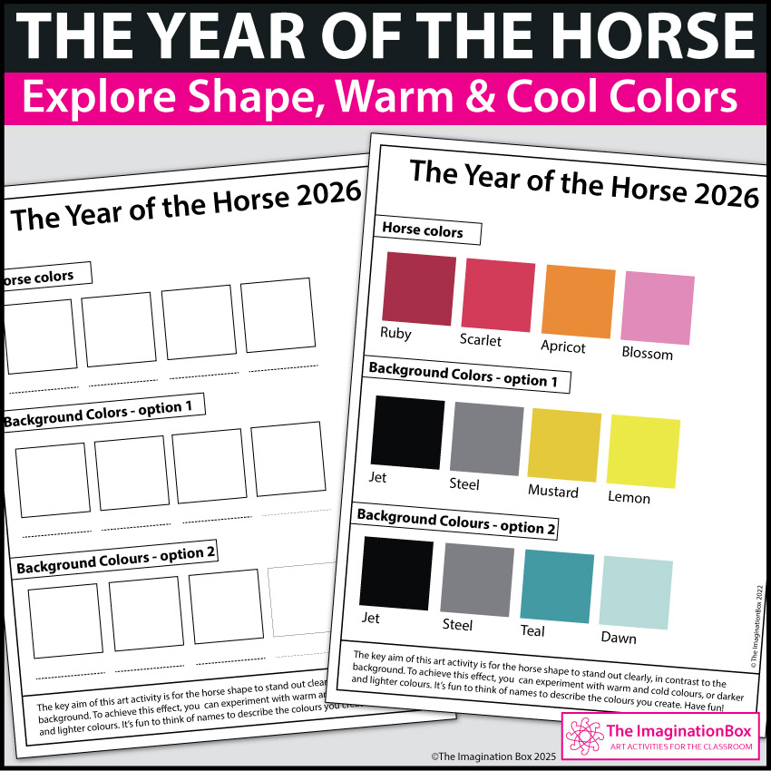 Year of the Horse 2026 coloring page worksheets for kids