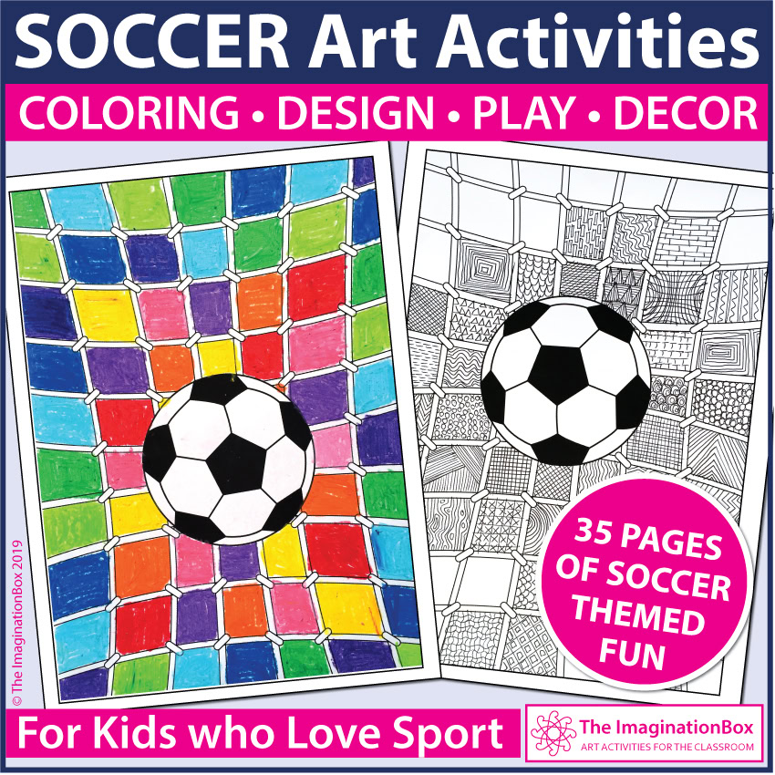 Soccer ball in a net coloring page