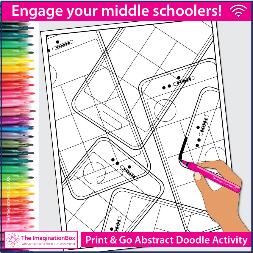Abstract cell phone coloring page cover