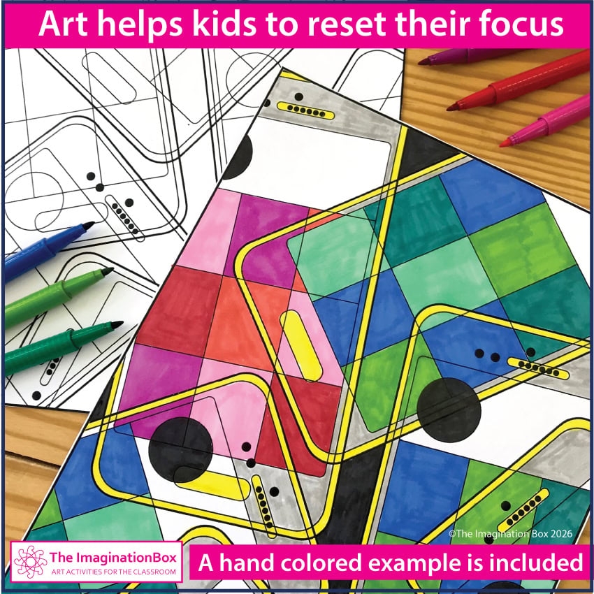 Abstract cell phone coloring page cover