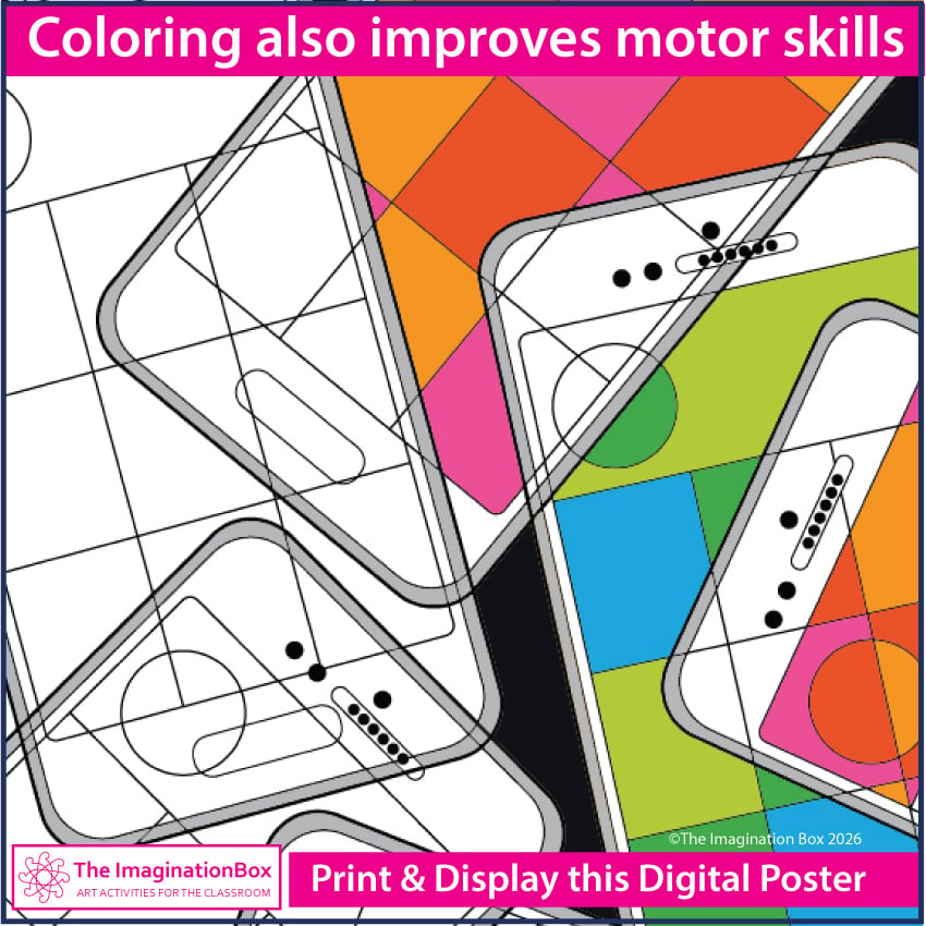 Abstract cell phone coloring page cover