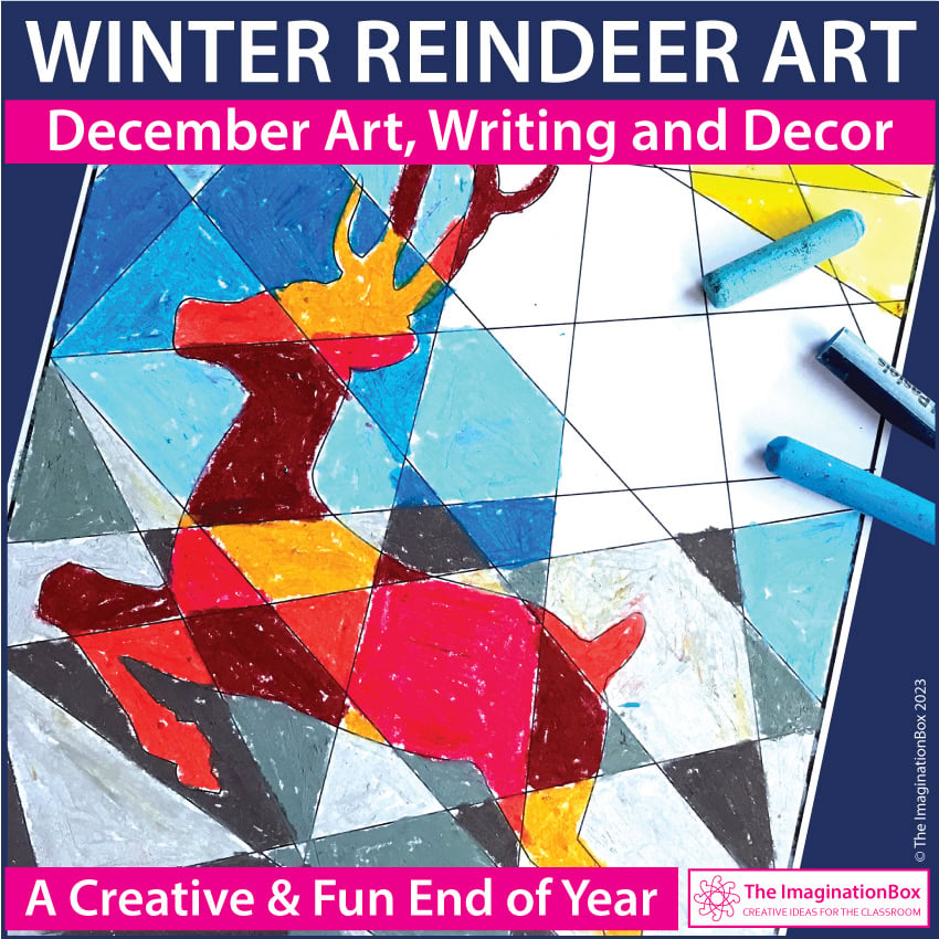 Winter reindeer art activity cover