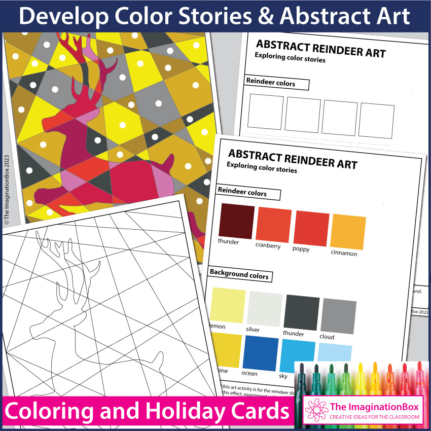 Winter reindeer art activity cover