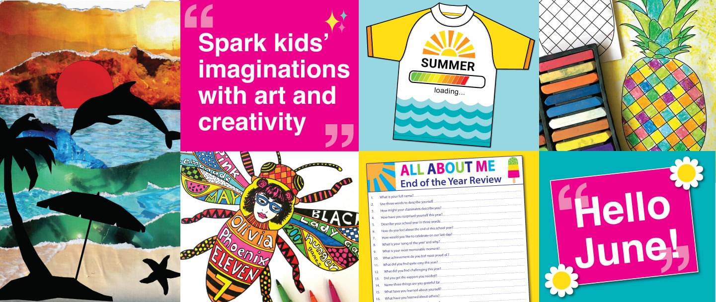 Art activity images for kids with Summer, June theme